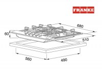 PLACA INOX 5 GAS LINEAR FHNL 705 FRANKE